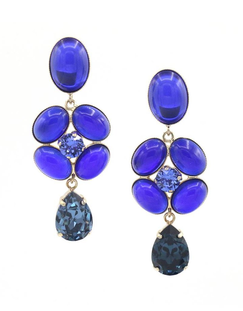 Philippe Ferrandis Earrings stones flower blue