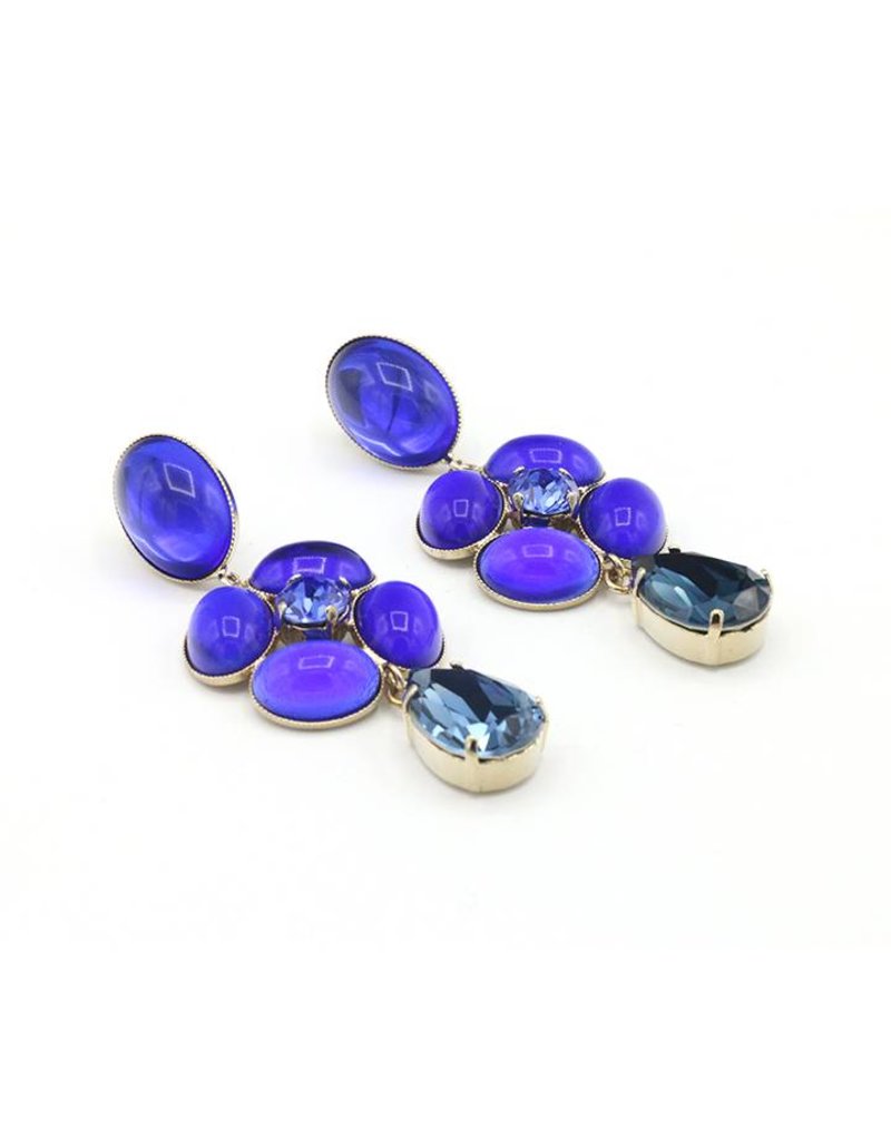 Philippe Ferrandis Earrings stones flower blue