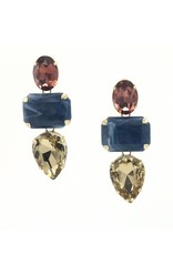 Paviè Earrings Studs Crystal with 3 stones Pink / Blue / Beige