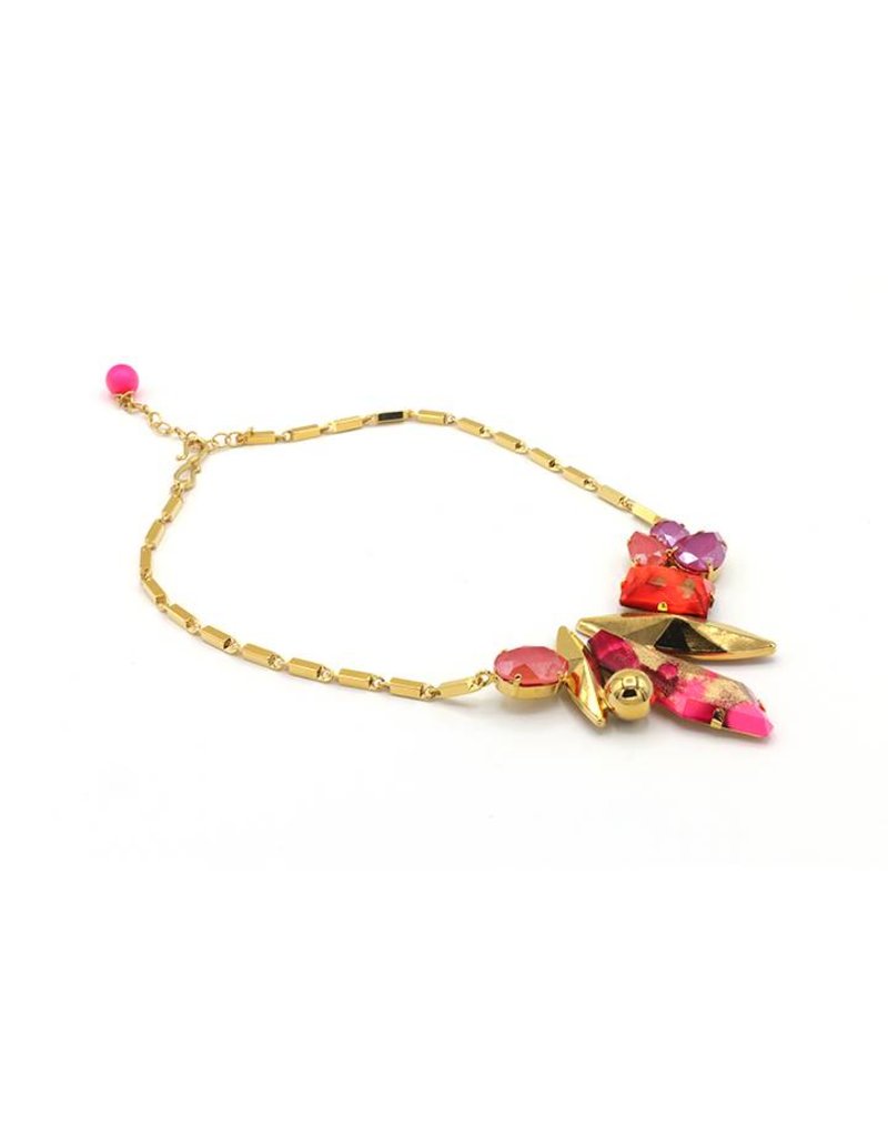 Philippe Ferrandis Necklace short with different stones red / pink