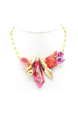 Philippe Ferrandis Necklace short with different stones red / pink