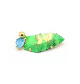 Philippe Ferrandis Broche met grote steen en 2 zijstenen Groen/Blauw