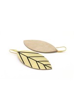 Leather Trinkets Earrings leather leaf Gold/Black