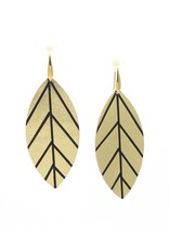 Leather Trinkets Earrings leather leaf Gold/Black