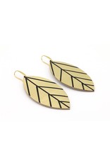 Leather Trinkets Earrings leather leaf Gold/Black