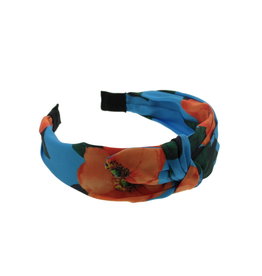 Haarband blauw rode bloemen