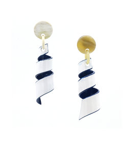 Earrings Spiral Blue/white