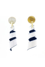 Earrings Spiral Blue/white of natural material