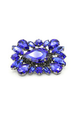 Broche vierhoek blauw steentjes