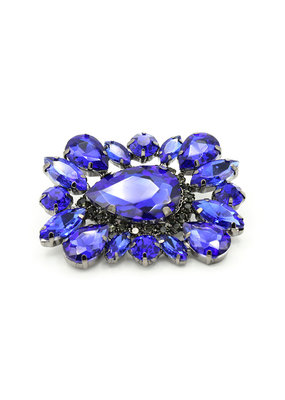 Broche vierhoek blauw steentjes