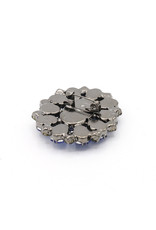 Broche rond blauw/zwart steentjes