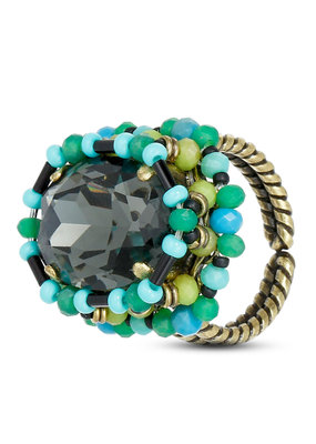 Konplott Ring Beat of the beads green antique brass