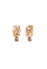 Philippe Ferrandis Earrings 2 rectangular stones gold/silver glitter