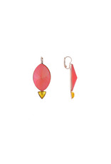 Philippe Ferrandis Earrings big oval and small triangle orange/yellow