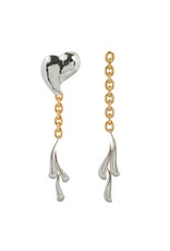 Wouters & Hendrix STATEMENT EARRINGS WITH CHAIN HAMMERED HEART