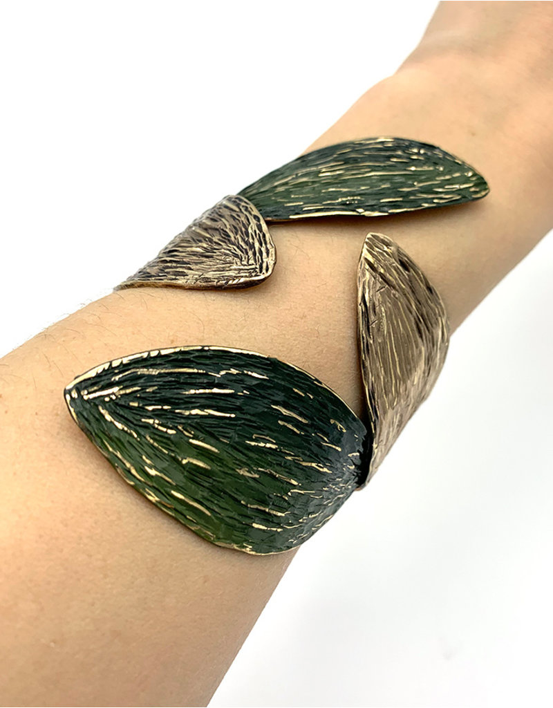 Tina Kotsoni Armband vast blaadjes zilver/groen