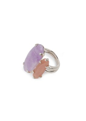 Wouters & Hendrix Statement Ring With Amethyst and Sunstone