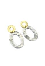 Replica Oorbellen stekers hangend 2 grote open ovalen goud/zilver