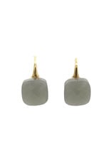 Earrings gray square stone pendant