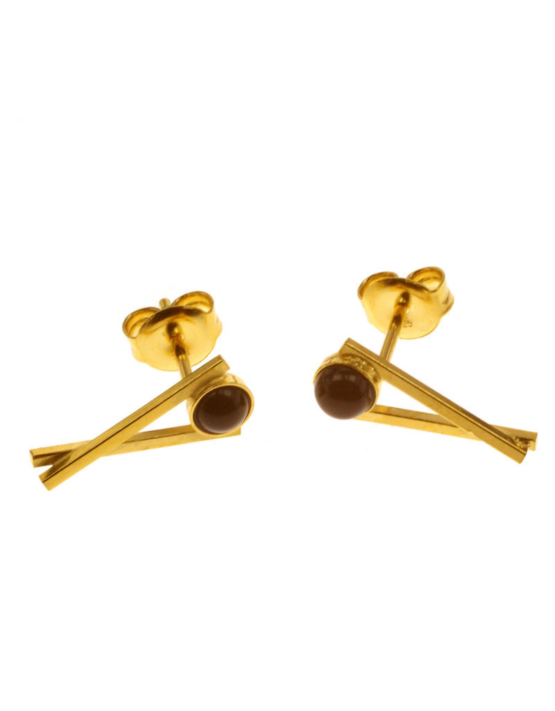 Rebels & Icons Earrings chopsticks gold with gemstone