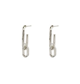 Wouters & Hendrix ELEGANT LONG STUD EARRINGS WITH CHAIN ELEMENTS SILVER