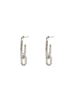 Wouters & Hendrix ELEGANT LONG STUD EARRINGS WITH CHAIN ELEMENTS SILVER