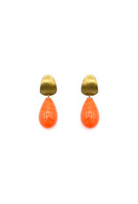 Heide Heinzendorff Wisselhangers kwartsglas oranje druppel 30x15mm gouden top