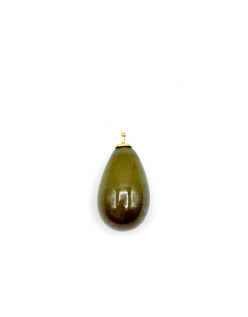 Heide Heinzendorff Changeable pendant khaki green quartz drop 30x15mm golden top