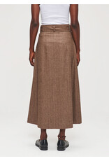 Zenggi Wool Herringbone Pleated Skirt Hazel