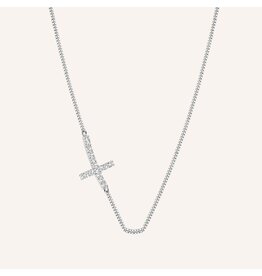 Diamanti per Tutti Silver necklace with cross in 21 little diamants