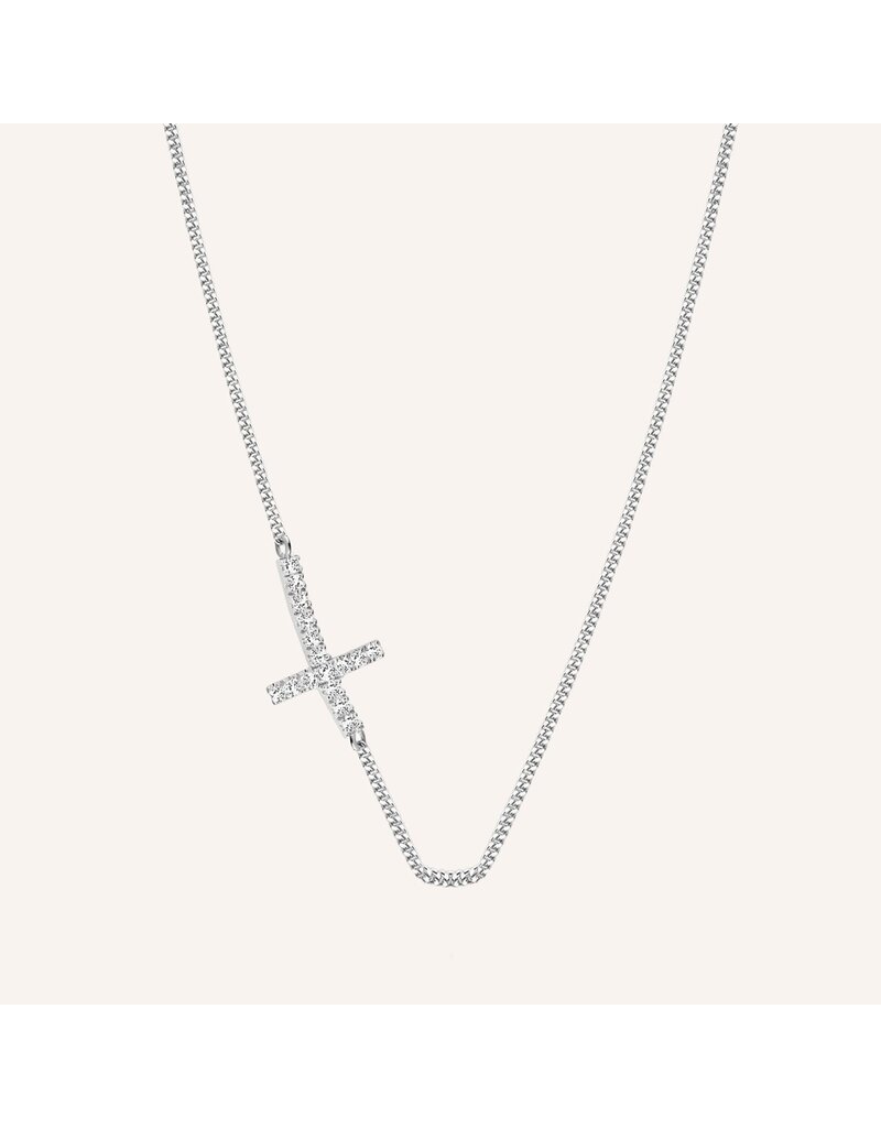 Diamanti per Tutti Silver necklace with cross in 21 little diamants