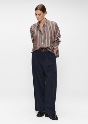 Zenggi Tencel stripe boxy shirt