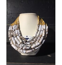 nature bijoux Collier with 5 layer tube crack agate