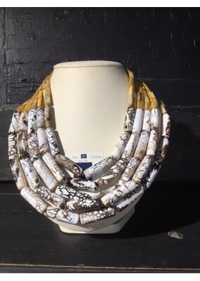 nature bijoux Collier with 5 layer tube crack agate