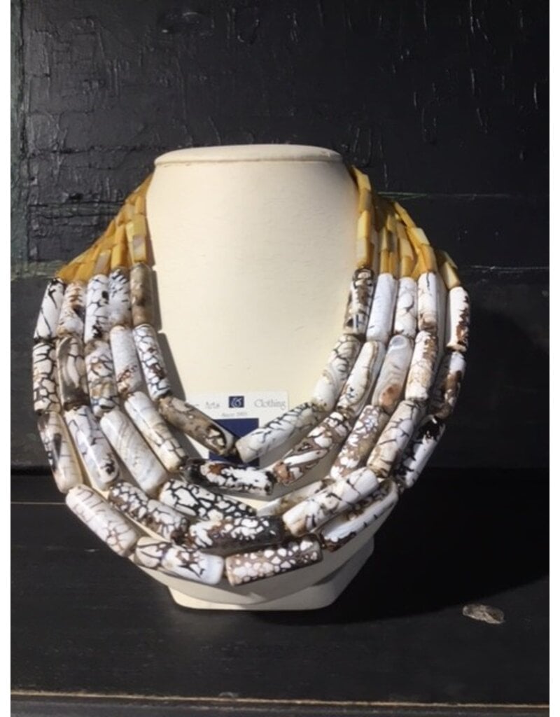 nature bijoux Collier with 5 layer tube crack agate