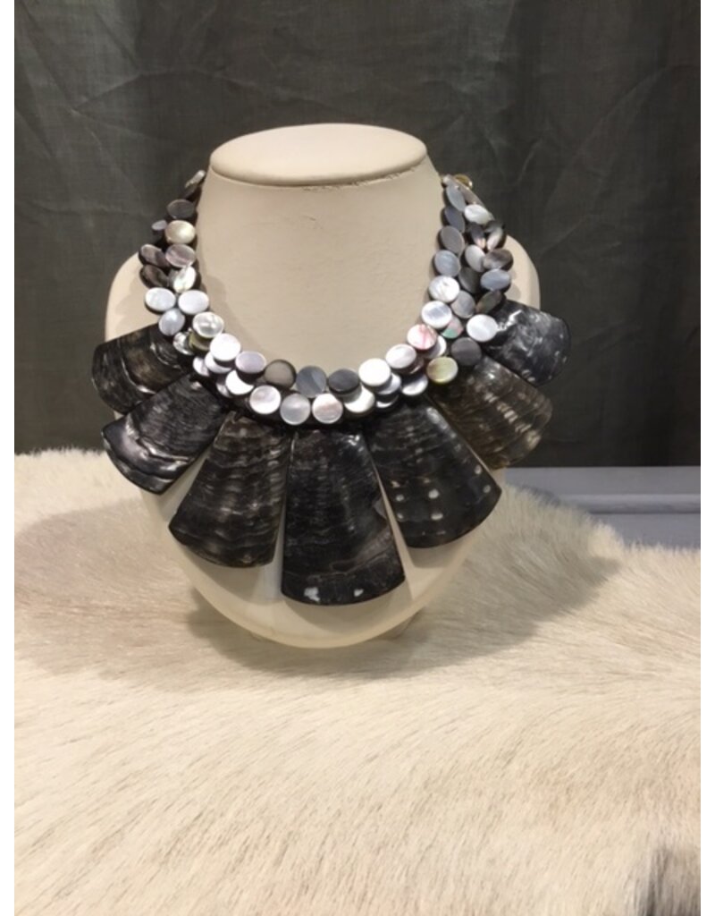 nature bijoux Collier nacre noir
