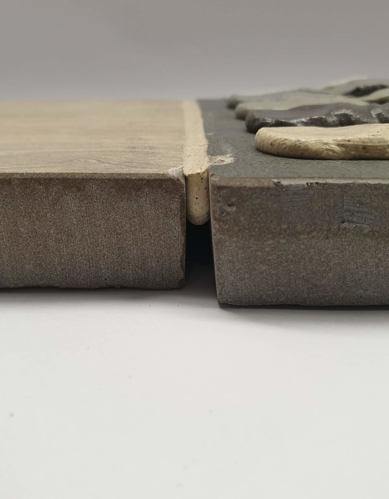 Elastic polymer joint with a cement look