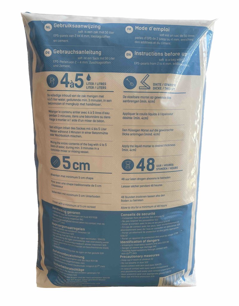 Non tileable insulation screed - 50 L per bag - ready for use