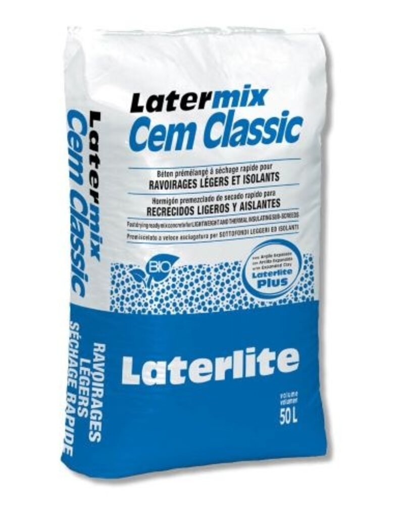 Laterlite Latermix Cem Classic: lichte drainagemortel - 50 L per zak