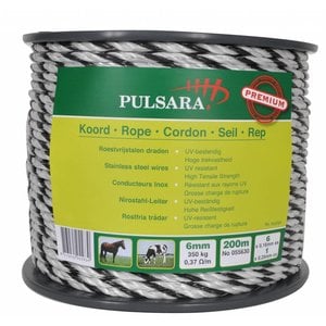 Elephant/Pulsara 200 m Premium, 6 rostfria trådar, vitt