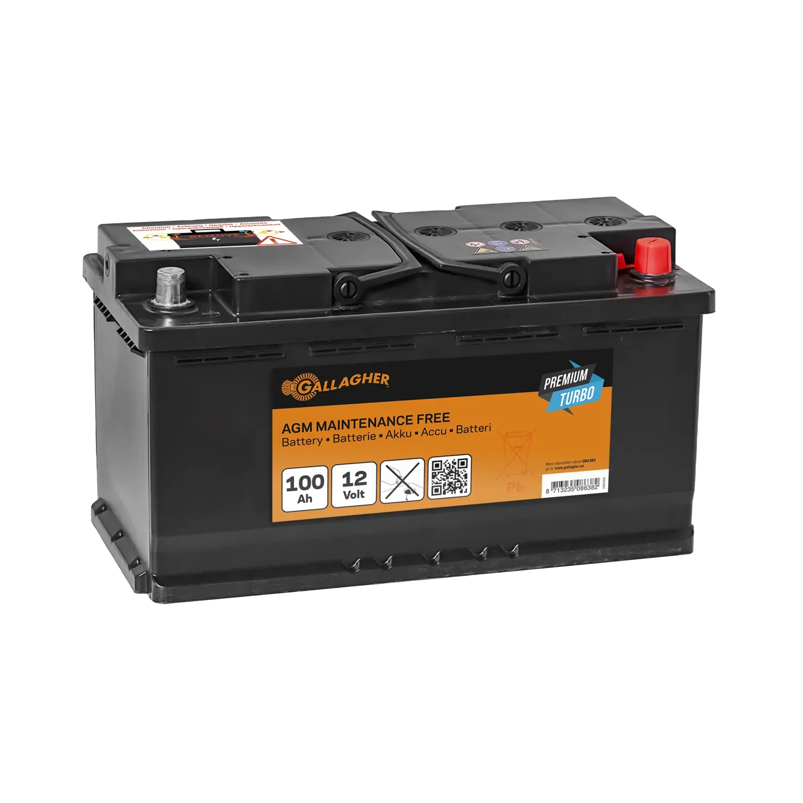 Gallagher Premium Turbo AGM hegnbatteri 12V/100 Ah