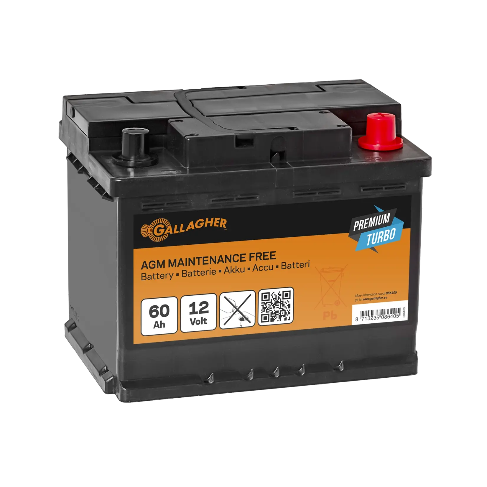 Gallagher Gallagher Premium Turbo AGM hegnbatteri 12V/60 Ah
