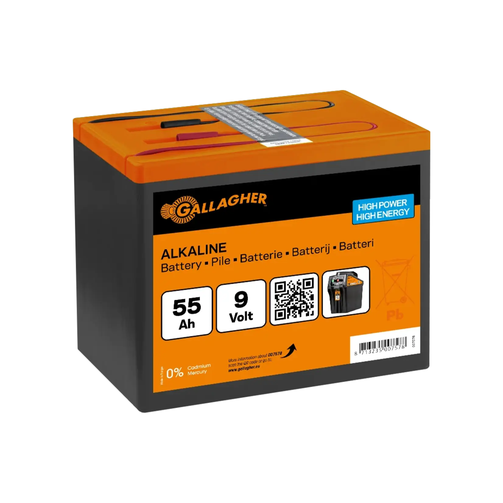 Gallagher Gallagher Alkaline Powerpack hegnbatteri 9V/55 Ah