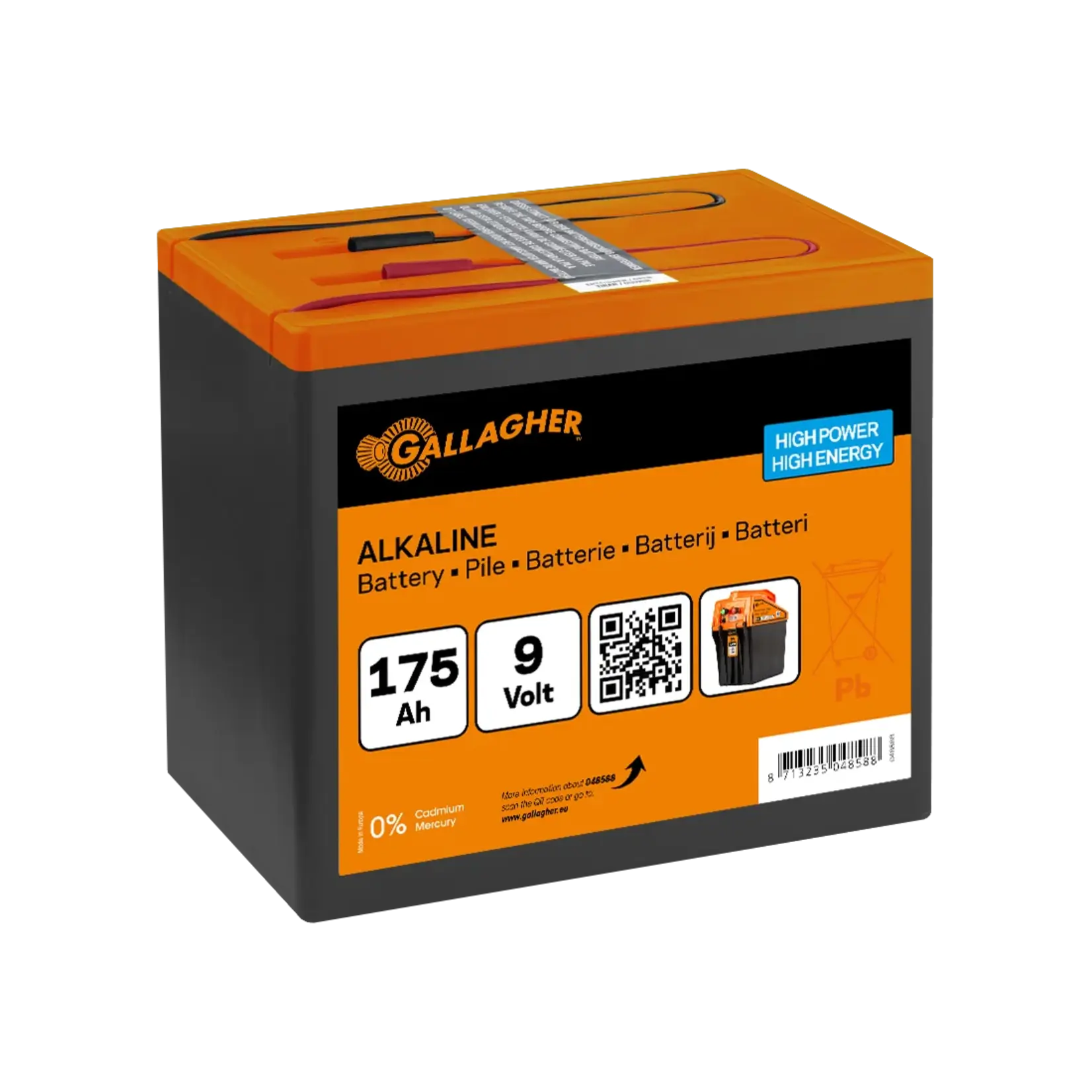 Gallagher Gallagher Alkaline Powerpack hegnbatteri 9V/175 Ah