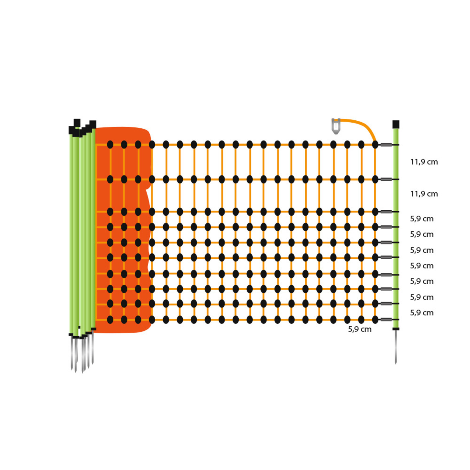 Gallagher Euronetz kaninnet/kaninhegn – 50 m / 65 cm enkelt spids