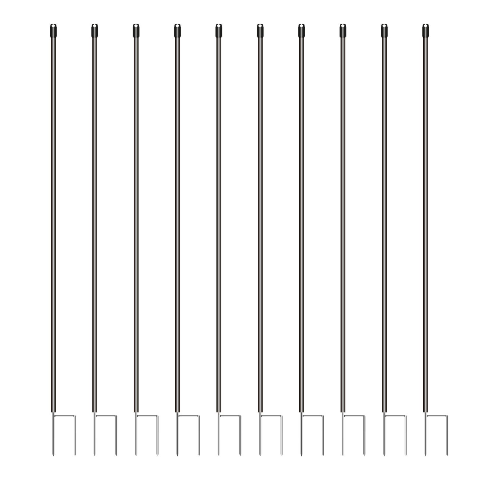 Gallagher 10x Gallagher PVC vildtstang - 2,0 m/19 mm sort