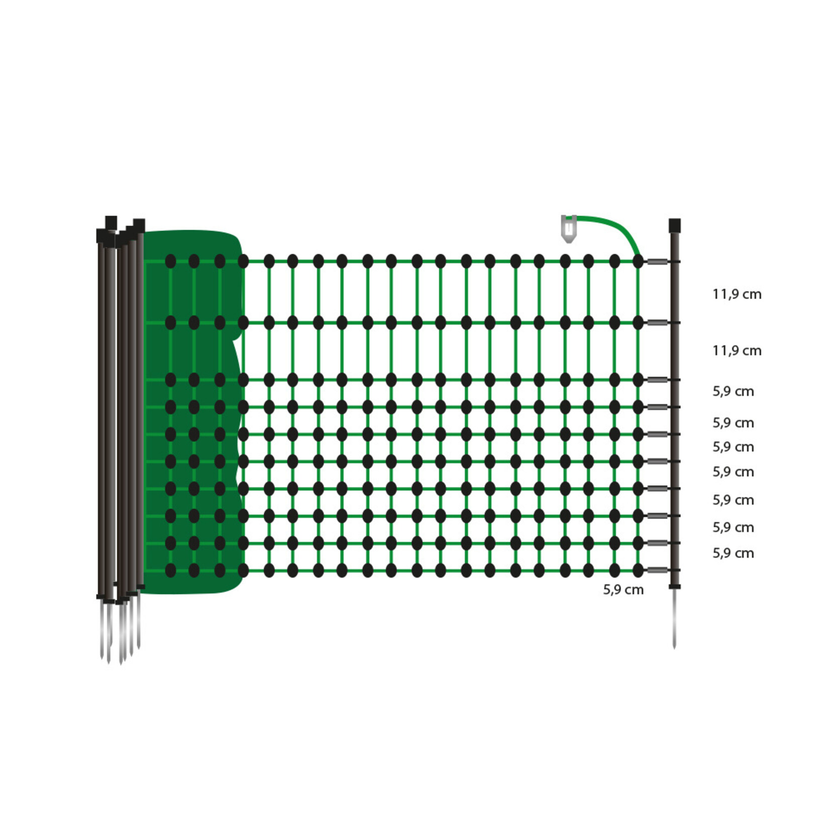 Gallagher Euronetz kaninnet/kaninhegn – 50 m / 65 cm med enkelt spids (grøn)