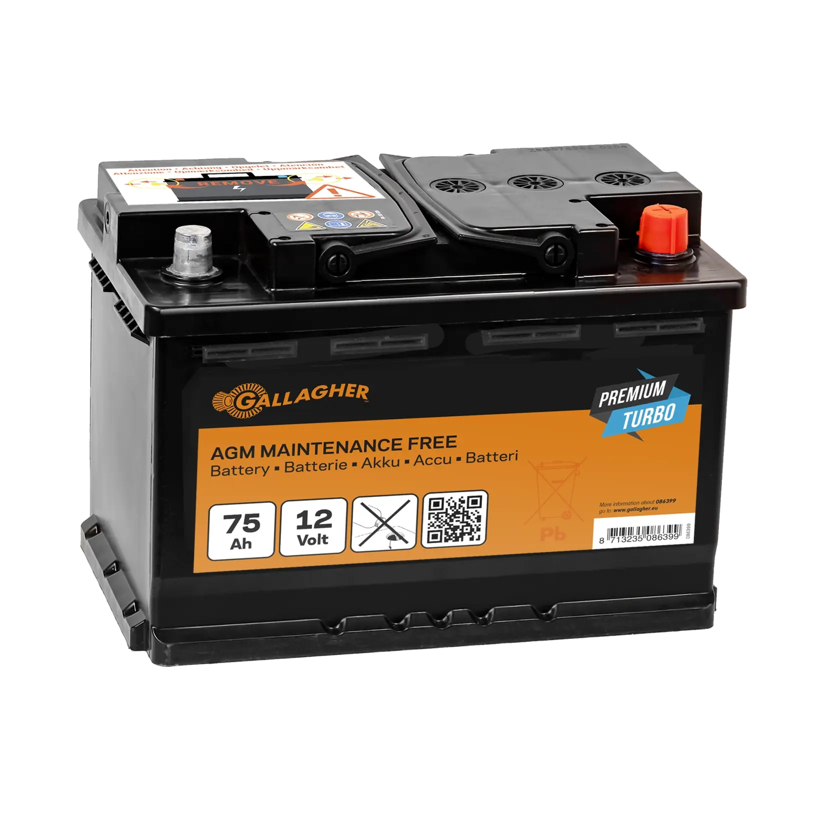 Gallagher Gallagher Premium Turbo AGM Batterie 12V/75 Ah