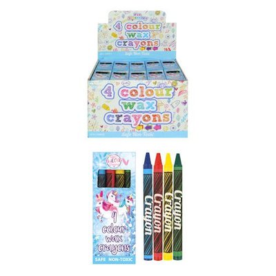 Henbrandt Uitdeelcadeautjes - 4-Delige Waskrijt Sets in doosje - in Display (120 stuks)