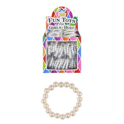 Henbrandt Uitdeelcadeautjes - Parel Witte Kinder Armbanden in Traktatiebox (120 Stuks)